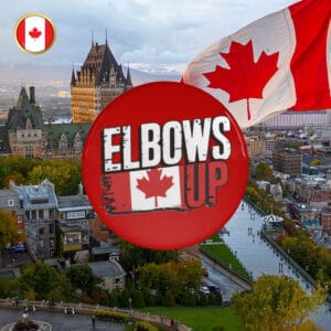 CANADA Elbows Up Gloves Off Pin Button