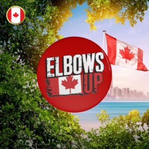 CANADA Elbows Up Gloves Off Pin Button