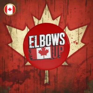 CANADA Elbows Up Gloves Off Pin Button