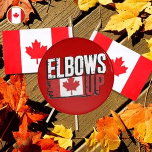 CANADA Elbows Up Gloves Off Pin Button