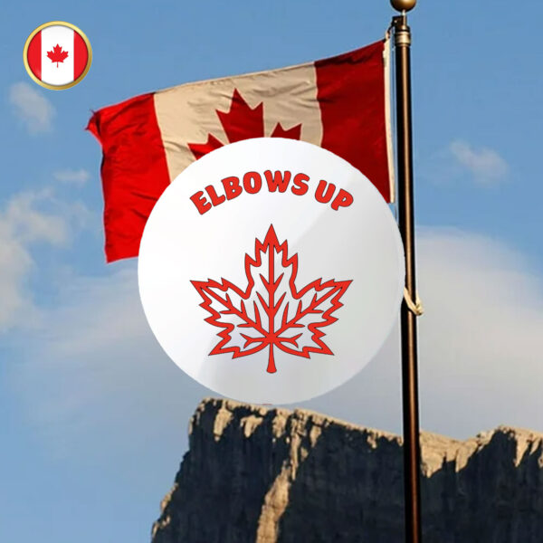 CANADA Elbows up putting on the foil Button