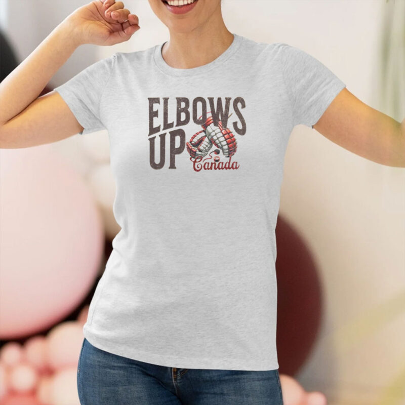 Canadian Pride Vintage Hockey Gloves Graphic Soft Tee, Elbows up Canada Shirt