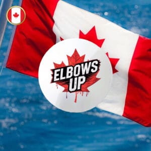 ELBOWS UP EST 1867 - Canada Forever Pin Button