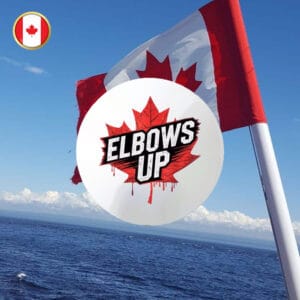 ELBOWS UP EST 1867 - Canada Forever Pin Button