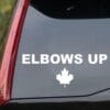 ELBOWS UP with Maple Leaf Car Window Sticker
