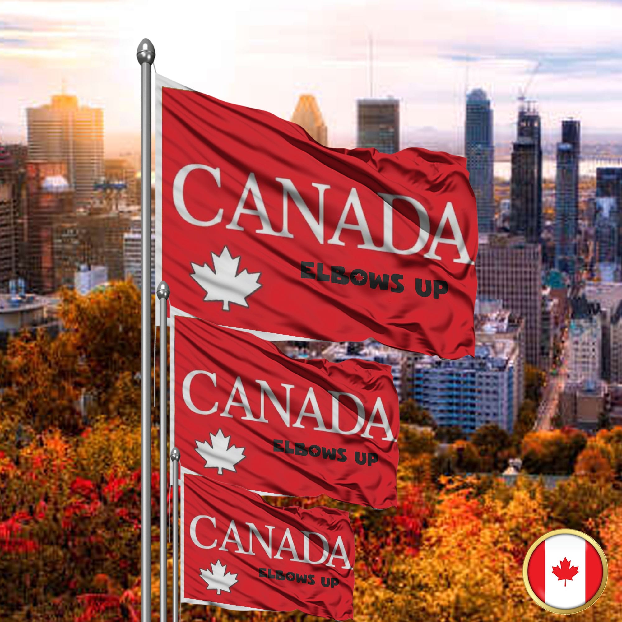 Elbows Up CANADA 2025 Flag - Support Canadians