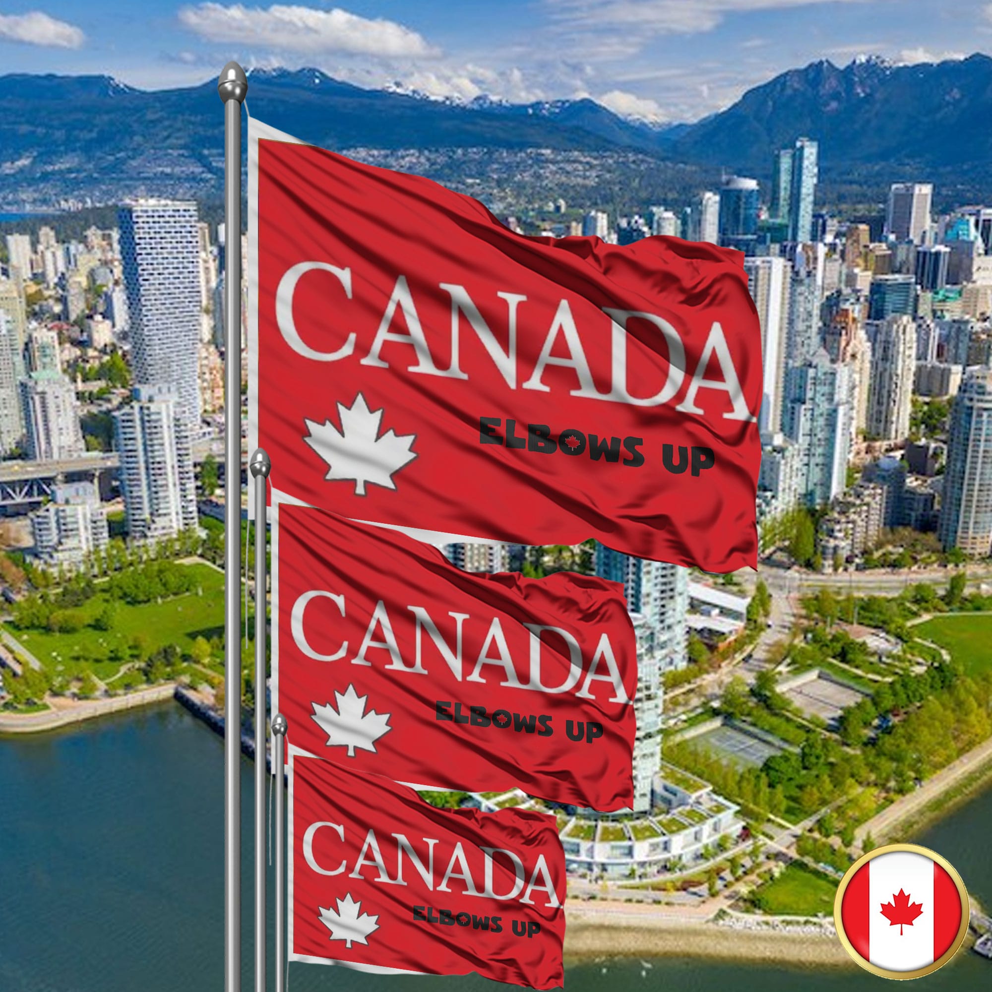 Elbows Up CANADA 2025 Flag - Support Canadians