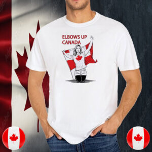 Elbows Up Canada Flag Energetic Line Art with Canadian Pride T-Shirt