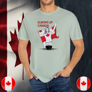 Elbows Up Canada Flag Energetic Line Art with Canadian Pride T-Shirt