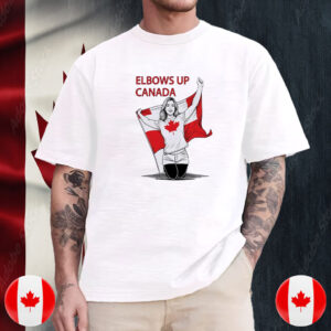 Elbows Up Canada Flag Energetic Line Art with Canadian Pride T-Shirt