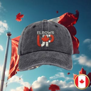 Elbows Up Canada Red Leaf Embroidered Hat