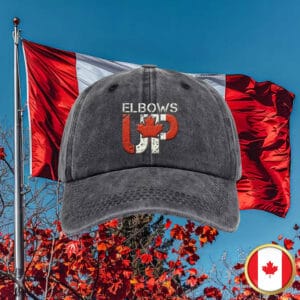 Elbows Up Canada Red Leaf Embroidered Hat
