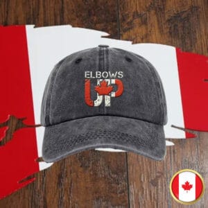 Elbows Up Canada Red Leaf Embroidered Hat