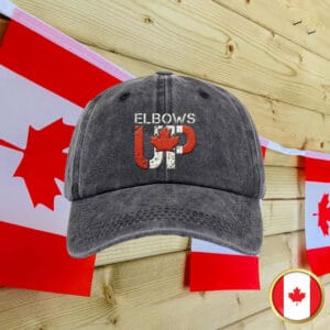 Elbows Up Canada Red Leaf Embroidered Hat
