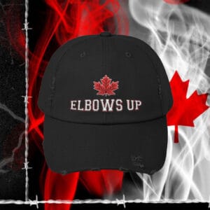 Elbows Up Embroidered Hat, Classic Dad Cap Canadian Design, Elbows Up Hockey Quote Canada Proud Patriotic Hat