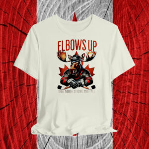 Elbows up Canada Moose hockey true North strong and free mascot T-Shirt