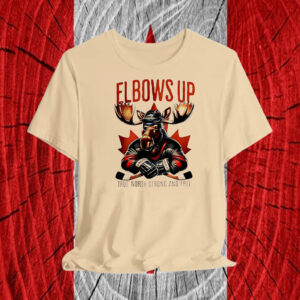 Elbows up Canada Moose hockey true North strong and free mascot T-Shirt