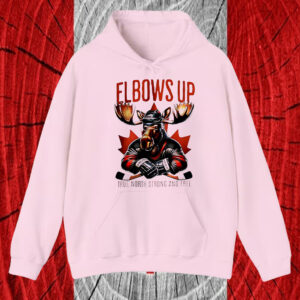 Elbows up Canada Moose hockey true North strong and free mascot T-Shirt