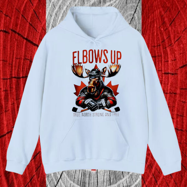 Elbows up Canada Moose hockey true North strong and free mascot T-Shirt