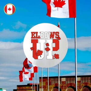 Never the 51st State Elbows Up Canada Button - True North Strong And Free
