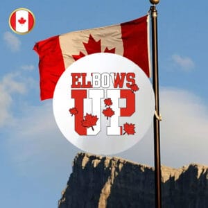 Never the 51st State Elbows Up Canada Button - True North Strong And Free