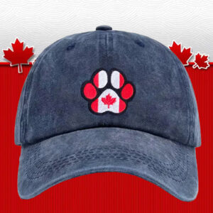 Reversible Canadian Flag Paw Print Dog Hat