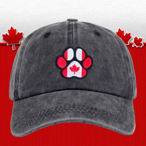 Reversible Canadian Flag Paw Print Dog Hat